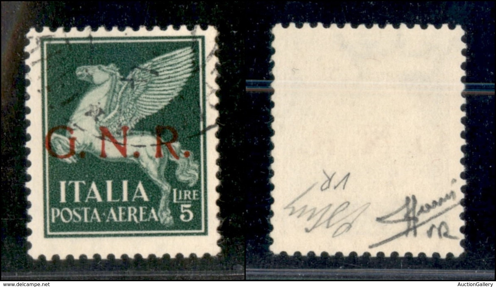 REPUBBLICA SOCIALE  - GNR VERONA - 1944 - 5 Lire Aerea (123) - Verona (Titolare)- Raybaudi (700) - Autres & Non Classés