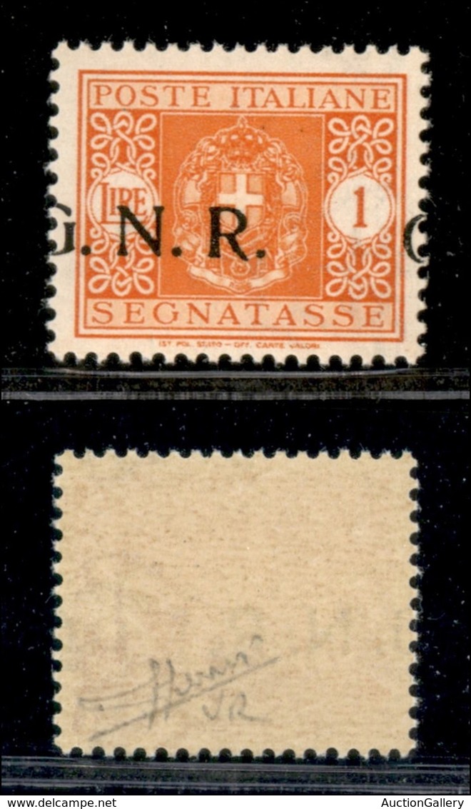 REPUBBLICA SOCIALE  - GNR VERONA - 1944 - 1 Lira Segnatasse (55 D) Con G A Cavallo + Punto Piccolo Dopo R - Gomma Integr - Sonstige & Ohne Zuordnung