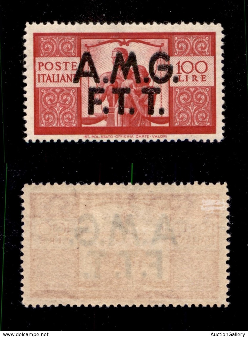 TRIESTE - AMG-FTT - 1947 - 100 Lire (17) - Soprastampa Slittata - Gomma Originale - Ungebraucht