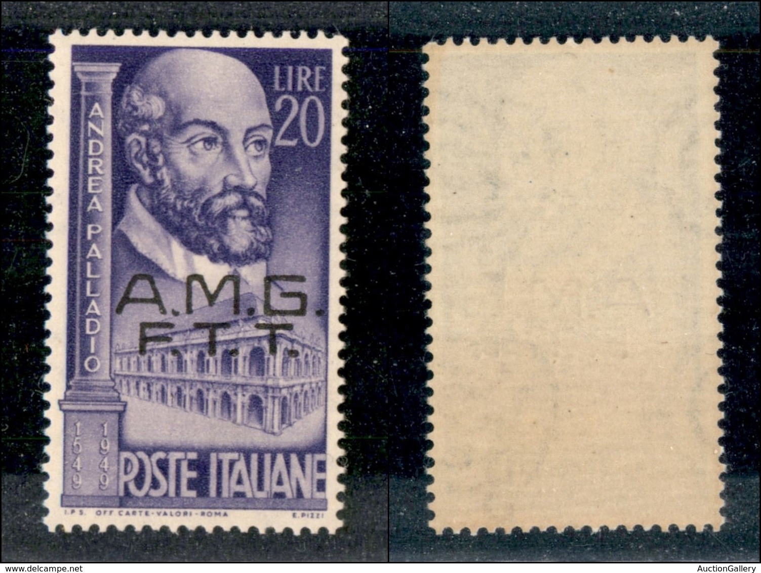 TRIESTE - AMG-FTT - 1949 - 20 Lire Palladio (50) - Gomma Integra (30) - Ungebraucht