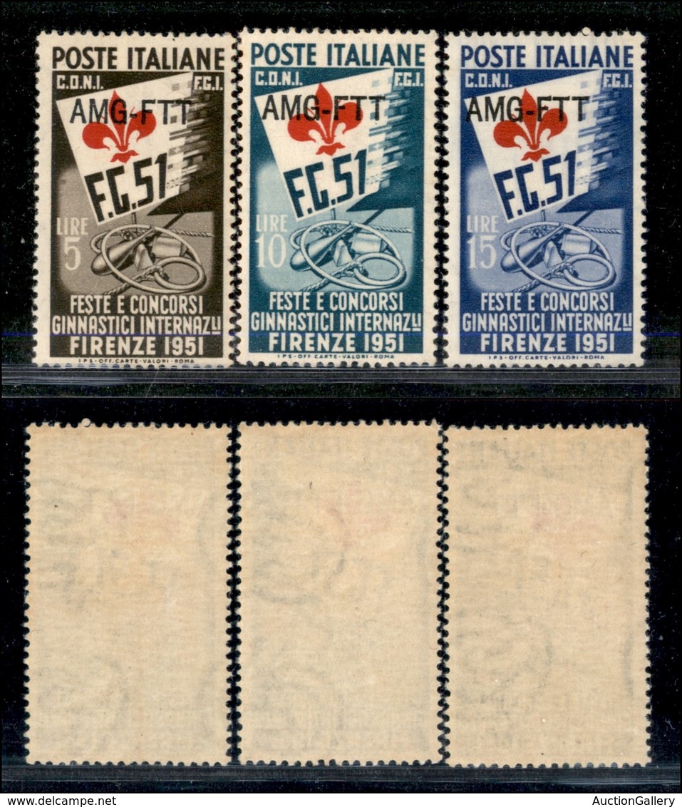 TRIESTE - AMG-FTT - 1951 - Ginnici (116/118) - Serie Completa - Gomma Integra (40) - Mint/hinged