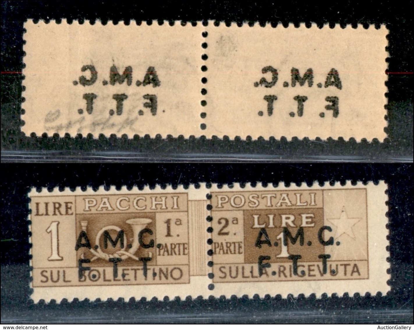 TRIESTE - AMG-FTT - 1947 - 1 Lira Pacchi Postali (1 K) Con Decalco - Gomma Integra - G.Bolaffi - Neufs