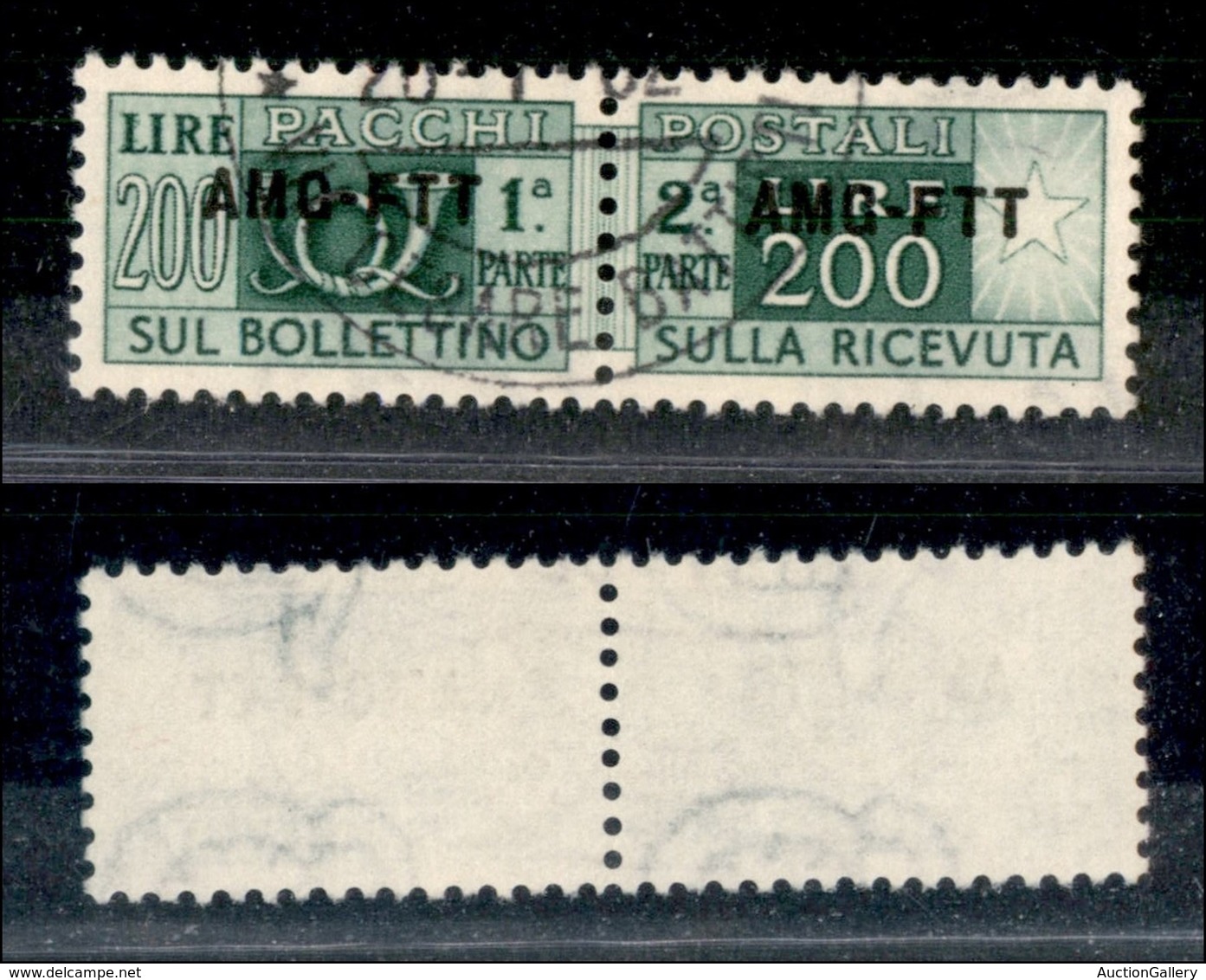 TRIESTE - AMG-FTT - 1949 - 200 Lire Pacchi Postali (23/I Ruota Terza) - Usato - Ottimamente Centrato (90+) - Neufs