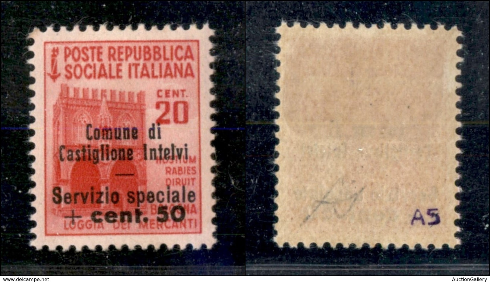 EMISSIONI LOCALI - CASTIGLIONE D'INTELVI - 1945 - 20 Cent + 50 (3) - Gomma Integra (125) - Ortsausgaben/Autonome A.