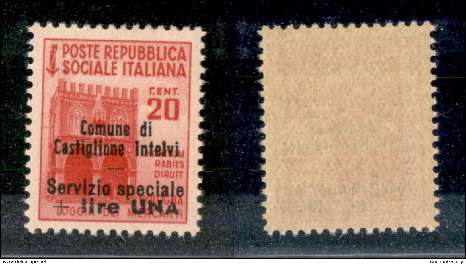 EMISSIONI LOCALI - CASTIGLIONE D'INTELVI - 1945 - 20 Cent + 1 Lira (5) - Gomma Integra (125) - Local And Autonomous Issues