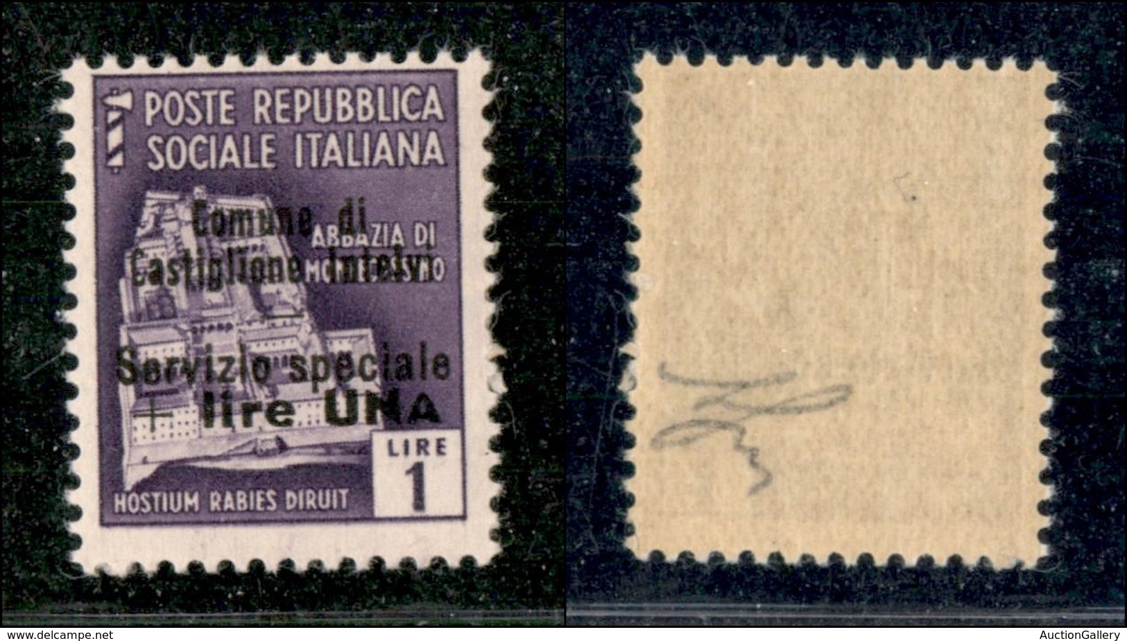 EMISSIONI LOCALI - CASTIGLIONE D'INTELVI - 1945 - 1 Lira + 1  (13) - Gomma Integra (200) - Ortsausgaben/Autonome A.