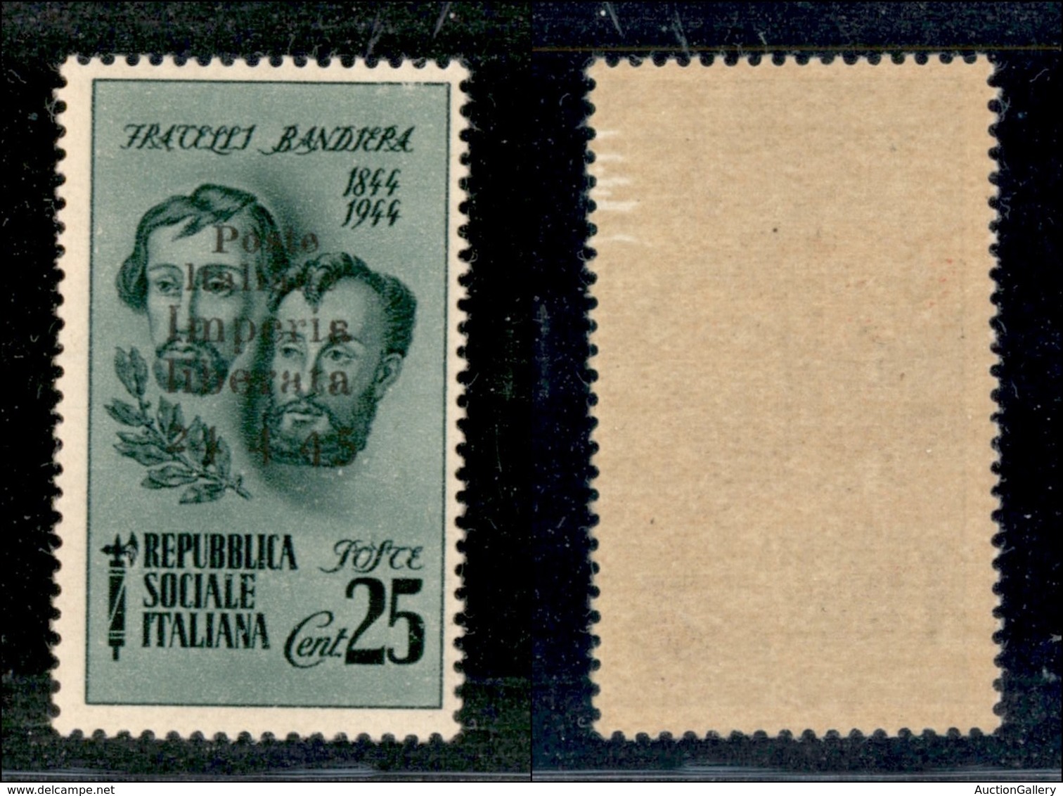EMISSIONI C.L.N. - IMPERIA - 1945 - 25 Cent Bandiera (13 D) - Senza Entrambi I Trattini - Gomma Integra (150) - Sonstige & Ohne Zuordnung