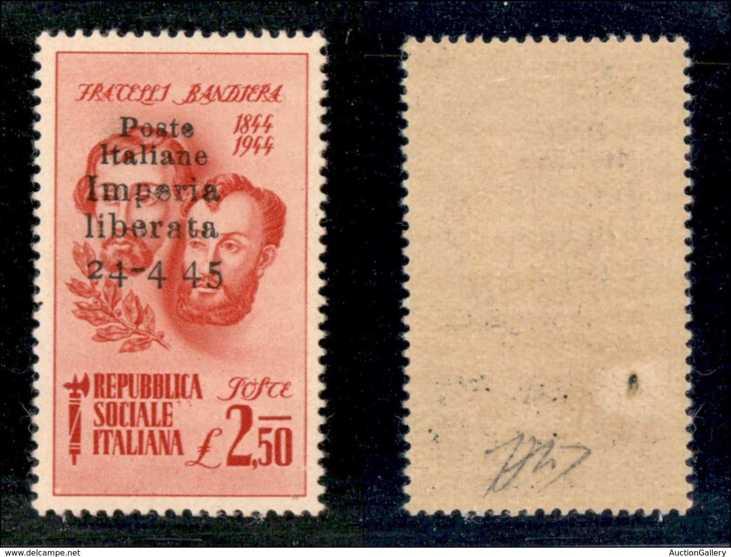 EMISSIONI C.L.N. - IMPERIA - 1945 - 2,50 Lire Bandiera (15 C) - Senza Trattino Tra 4 E 45 - Gomma Integra (360) - Autres & Non Classés