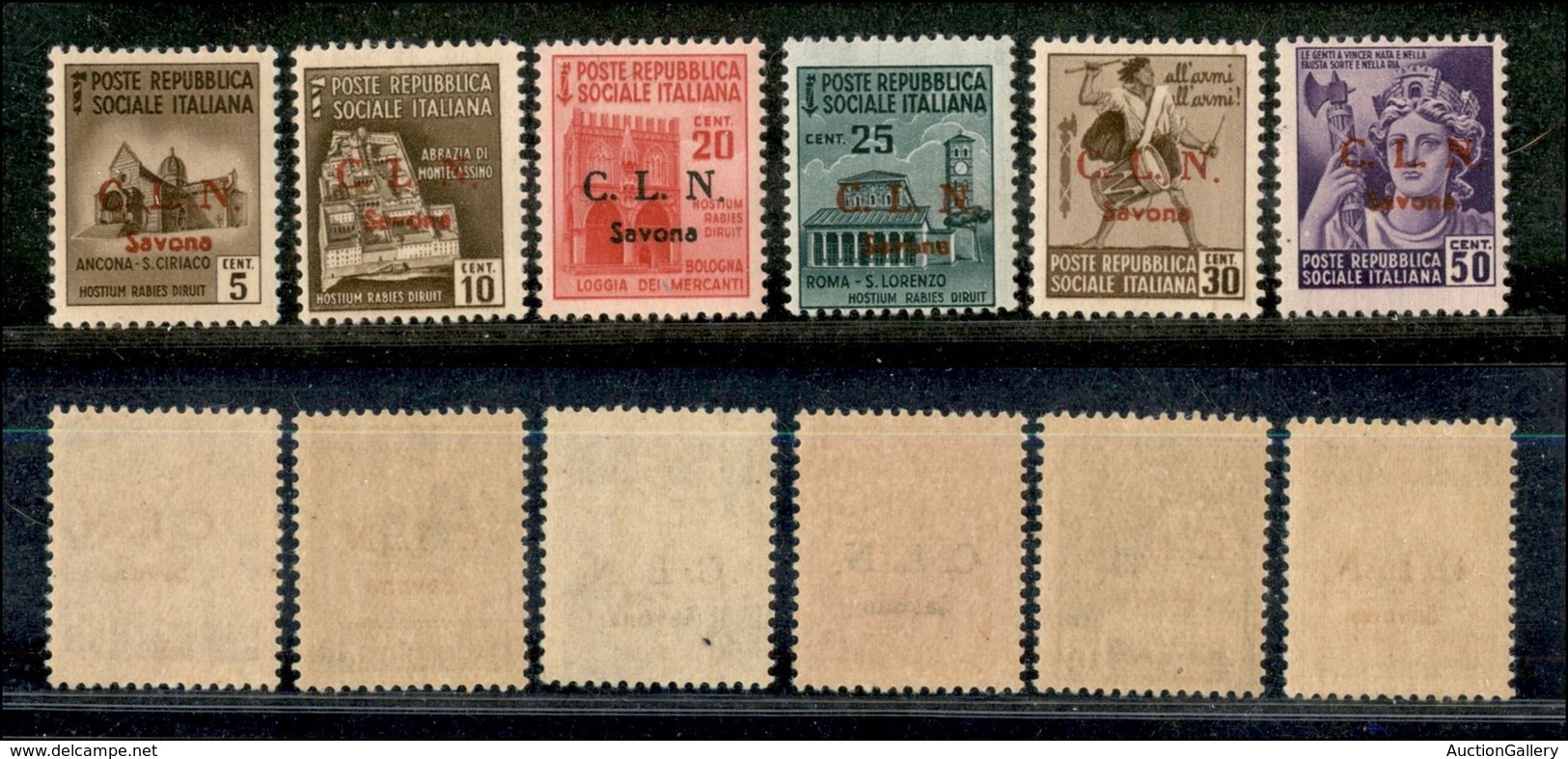 EMISSIONI C.L.N. - SAVONA - 1945 - Soprastampati (1/6) - 6 Valori - Gomma Integra (45) - Sonstige & Ohne Zuordnung