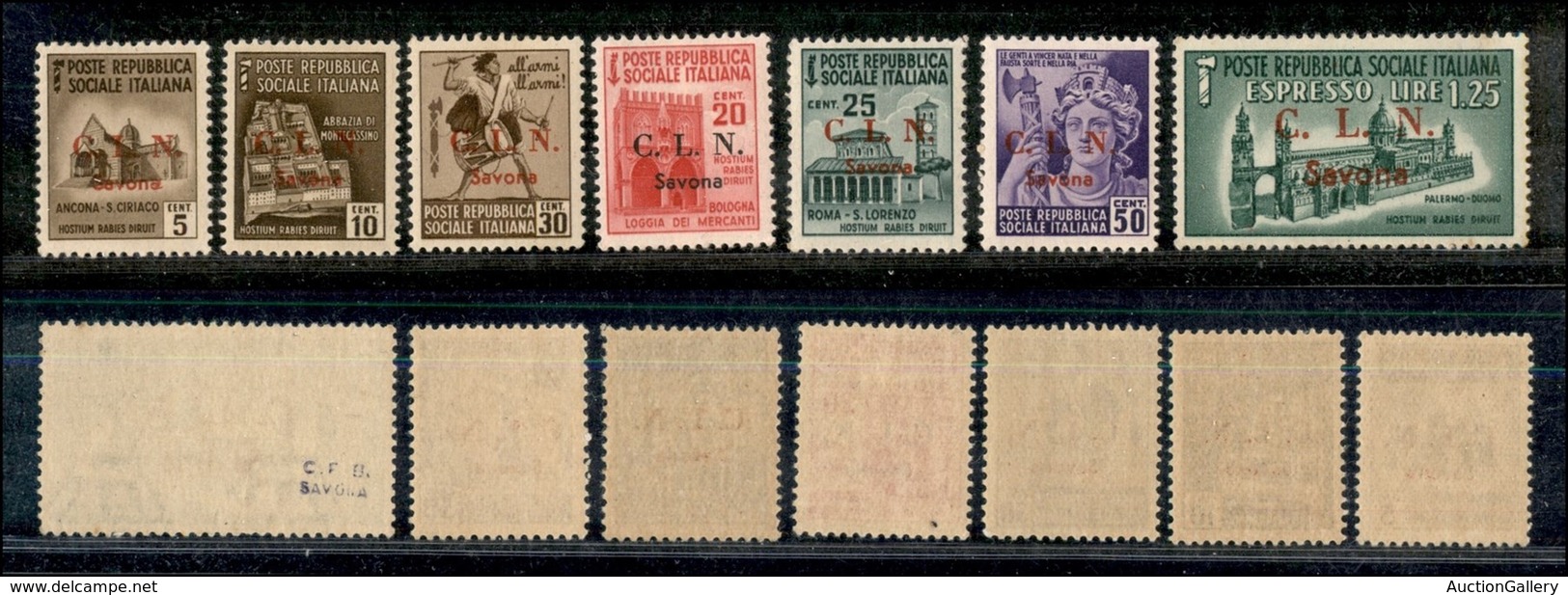 EMISSIONI C.L.N. - SAVONA - 1945 - Soprastampati (1/6 + 11) - 7 Valori Diversi - Gomma Integra (55) - Other & Unclassified