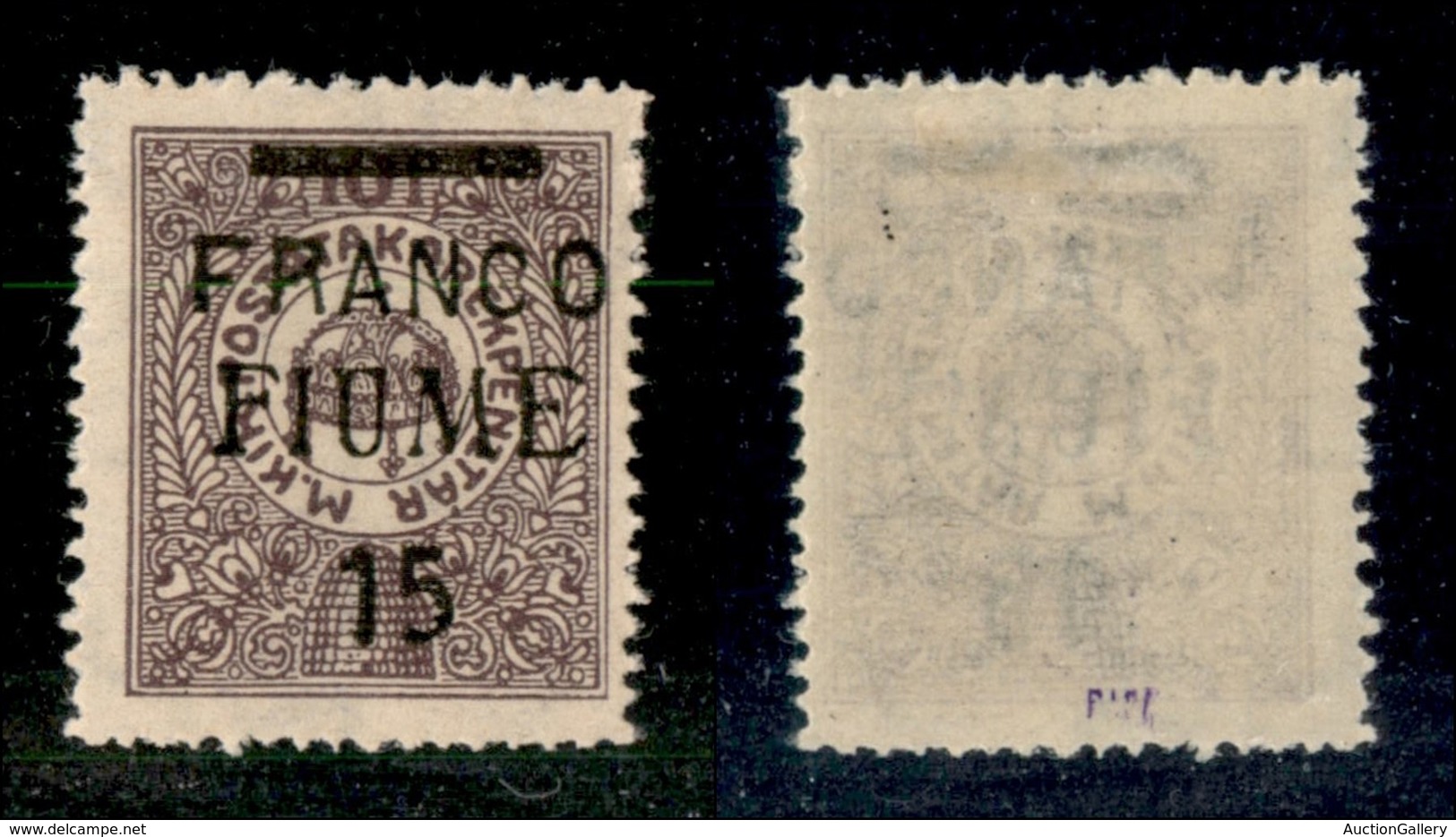 OCCUPAZIONI - FIUME - 1919 - 15 Filler Su 10 (31) - Gomma Originale (45) - Fiume