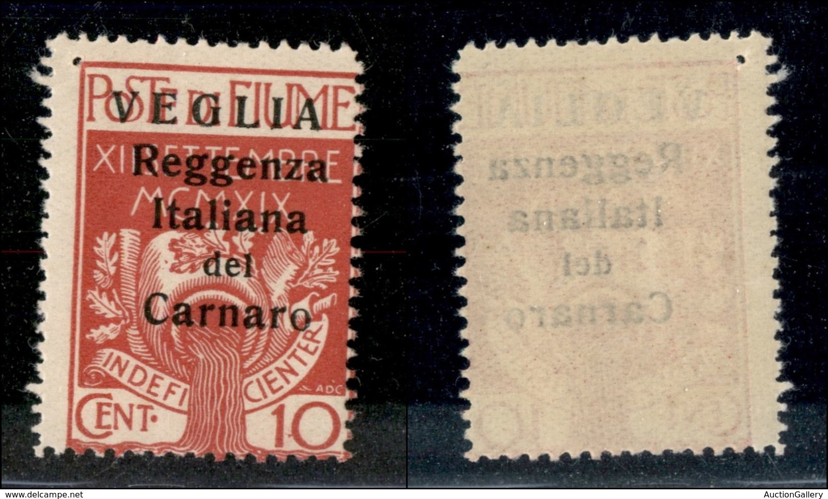 OCCUPAZIONI - VEGLIA - 1920 - 10 Cent (6) - Gomma Integra (137) - Other & Unclassified