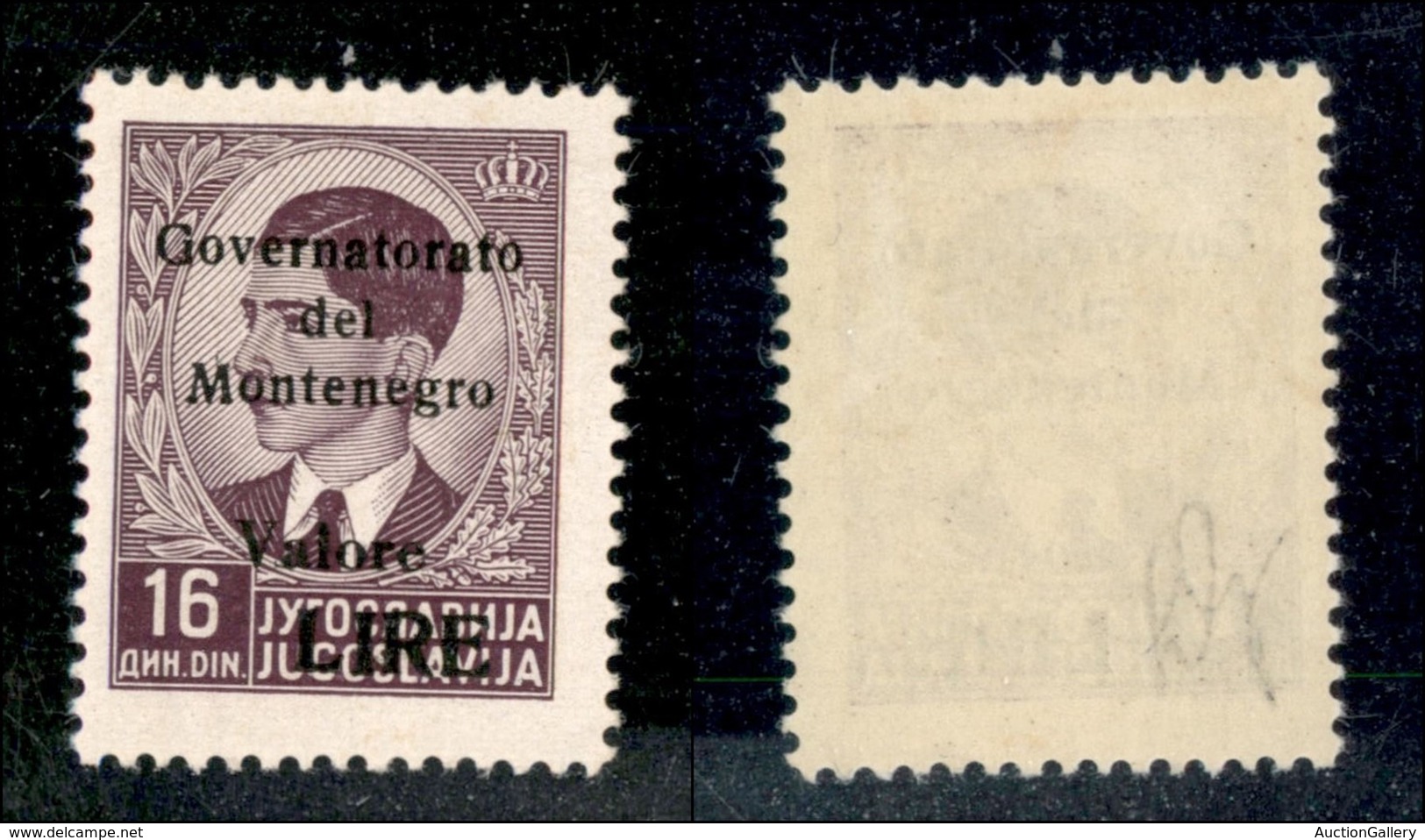 OCCUPAZIONI - MONTENEGRO - 1942 - 16 Lire Su Din (48) - Gomma Originale (40) - Montenegro