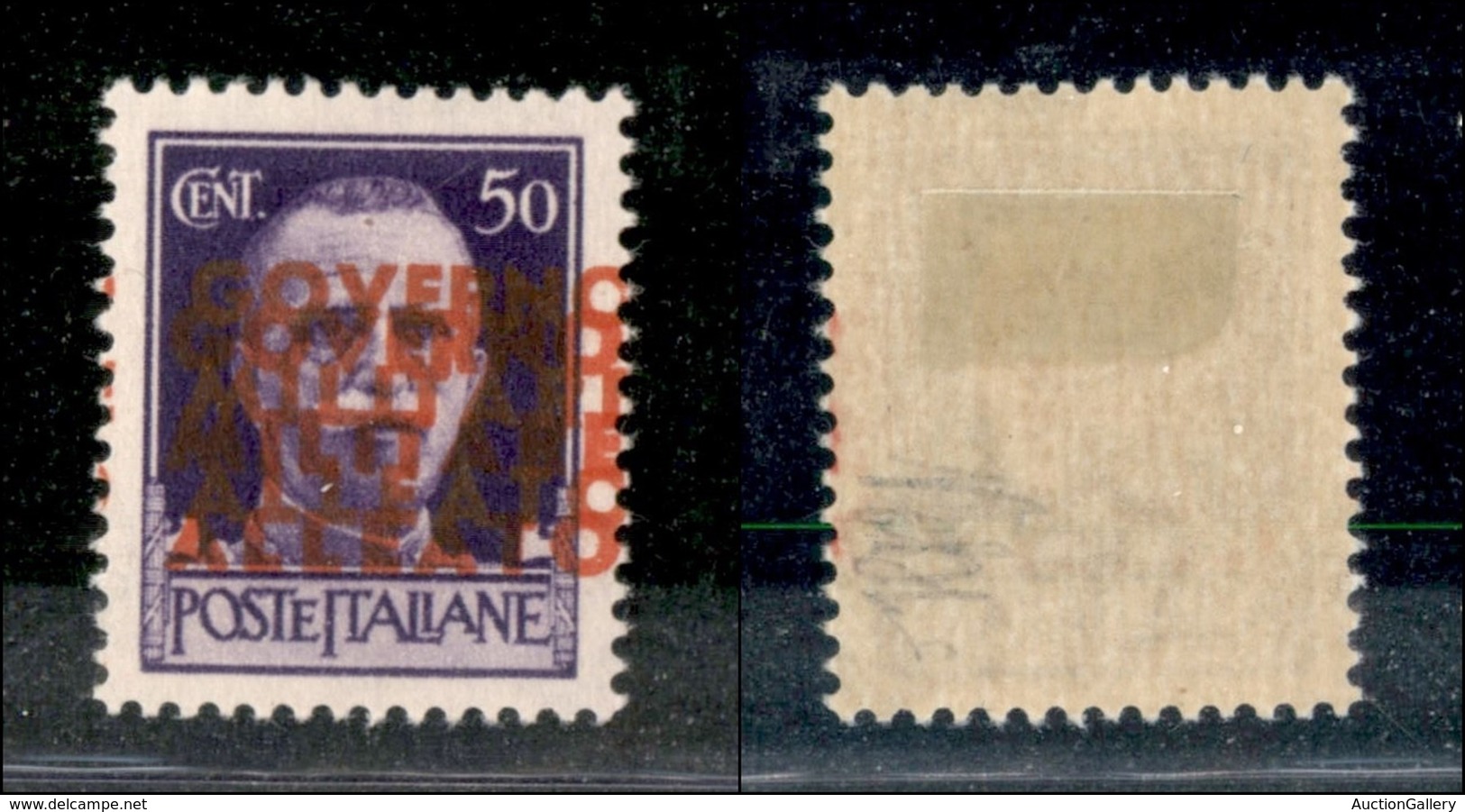 OCCUPAZIONE ANGLO AMERICANA - NAPOLI - 1943 - 50 Cent (12 B) - Doppi Soprastampa - Gomma Originale (300) - Sonstige & Ohne Zuordnung