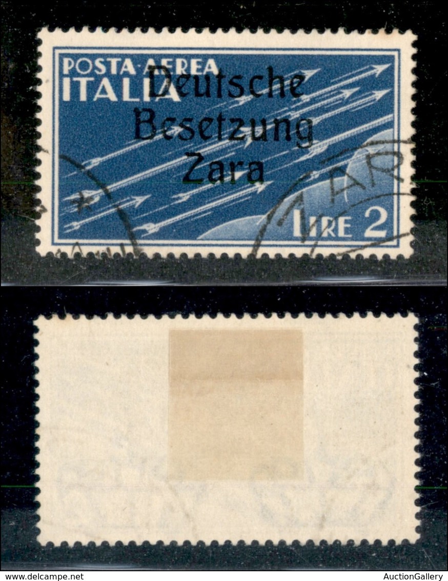 OCCUPAZIONE TEDESCA - ZARA - 1943 - 2 Lire Aerea (6) - Usato (150) - Sonstige & Ohne Zuordnung