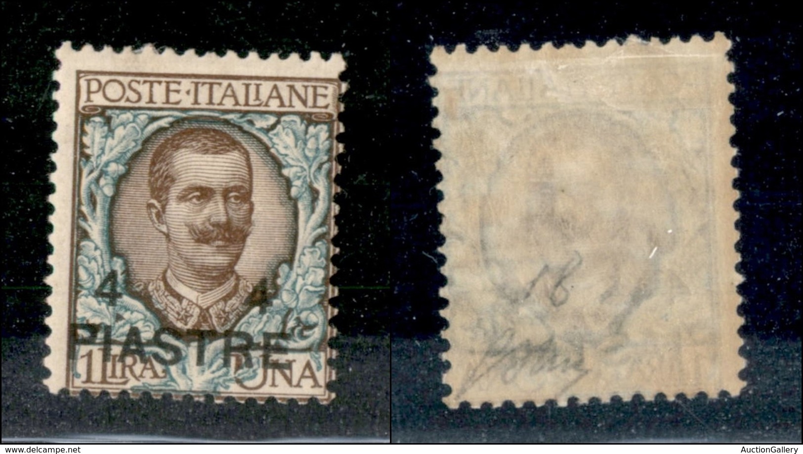 UFFICI POSTALI ESTERO - COSTANTINOPOLI - 1908 - 4 Piastre Su 1 Lira Floreale (18) - Gomma Originale - Oliva (70) - Sonstige & Ohne Zuordnung