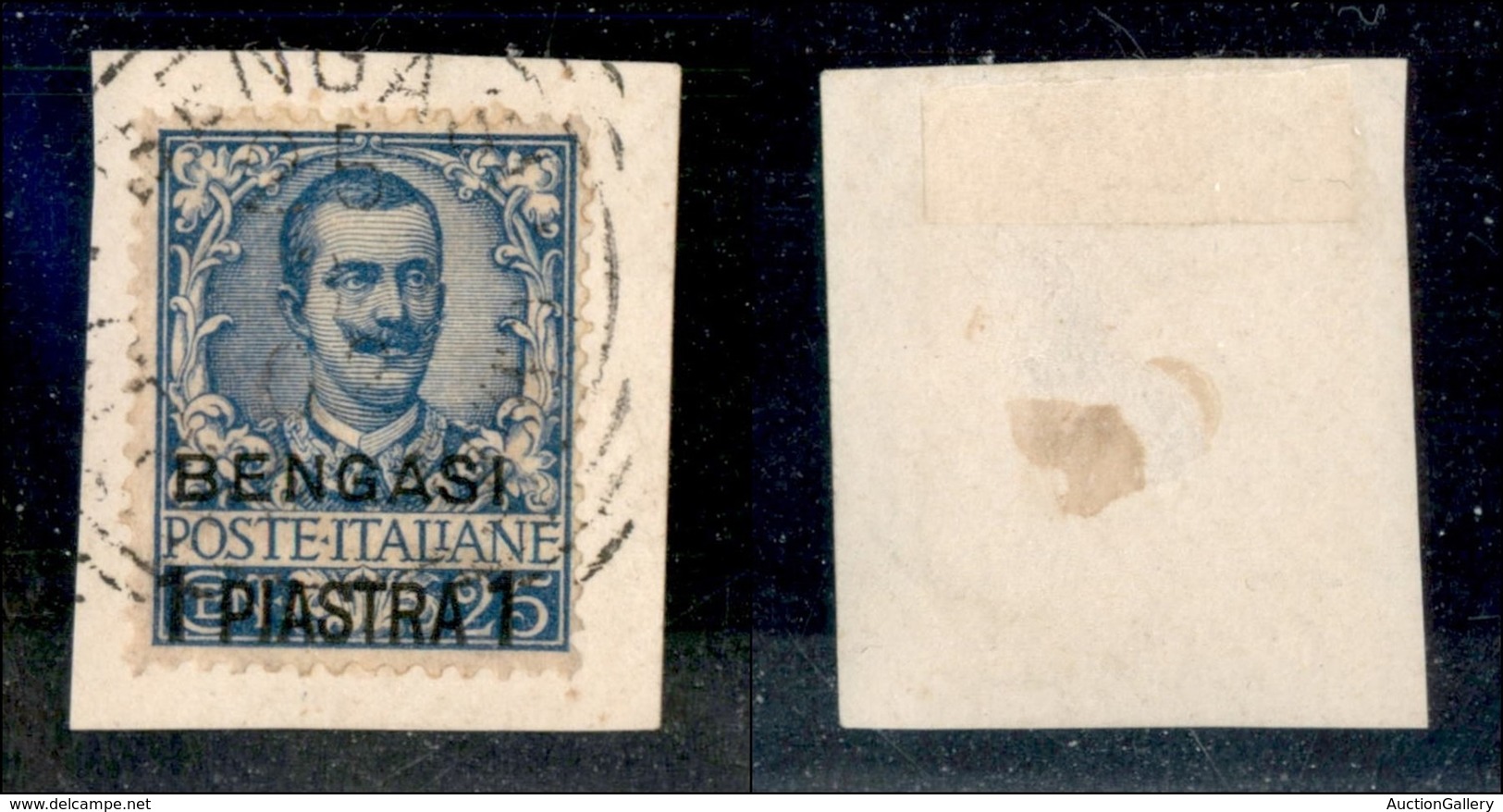 UFFICI POSTALI ESTERO - BENGASI - 1901 - 1 Piastra Su 25 Cent (1) - Usato Su Frammento - Molto Bello (275+) - Sonstige & Ohne Zuordnung