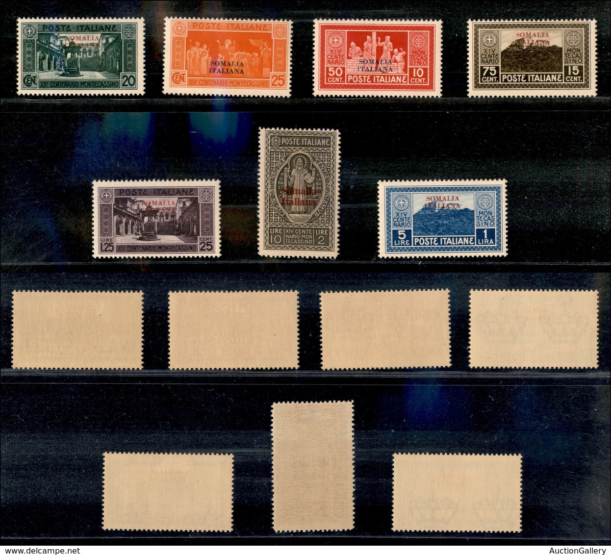 COLONIE - SOMALIA - 1929 - Montecassino (123/129) - Serie Completa - Gomma Originale (90) - Other & Unclassified