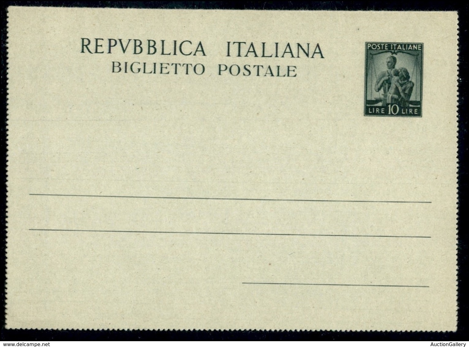 REPUBBLICA   - POSTA ORDINRIA - Biglietto Postale Da 10 Lire (B 42) - Nuovo - Senza Bordi Laterali - Other & Unclassified