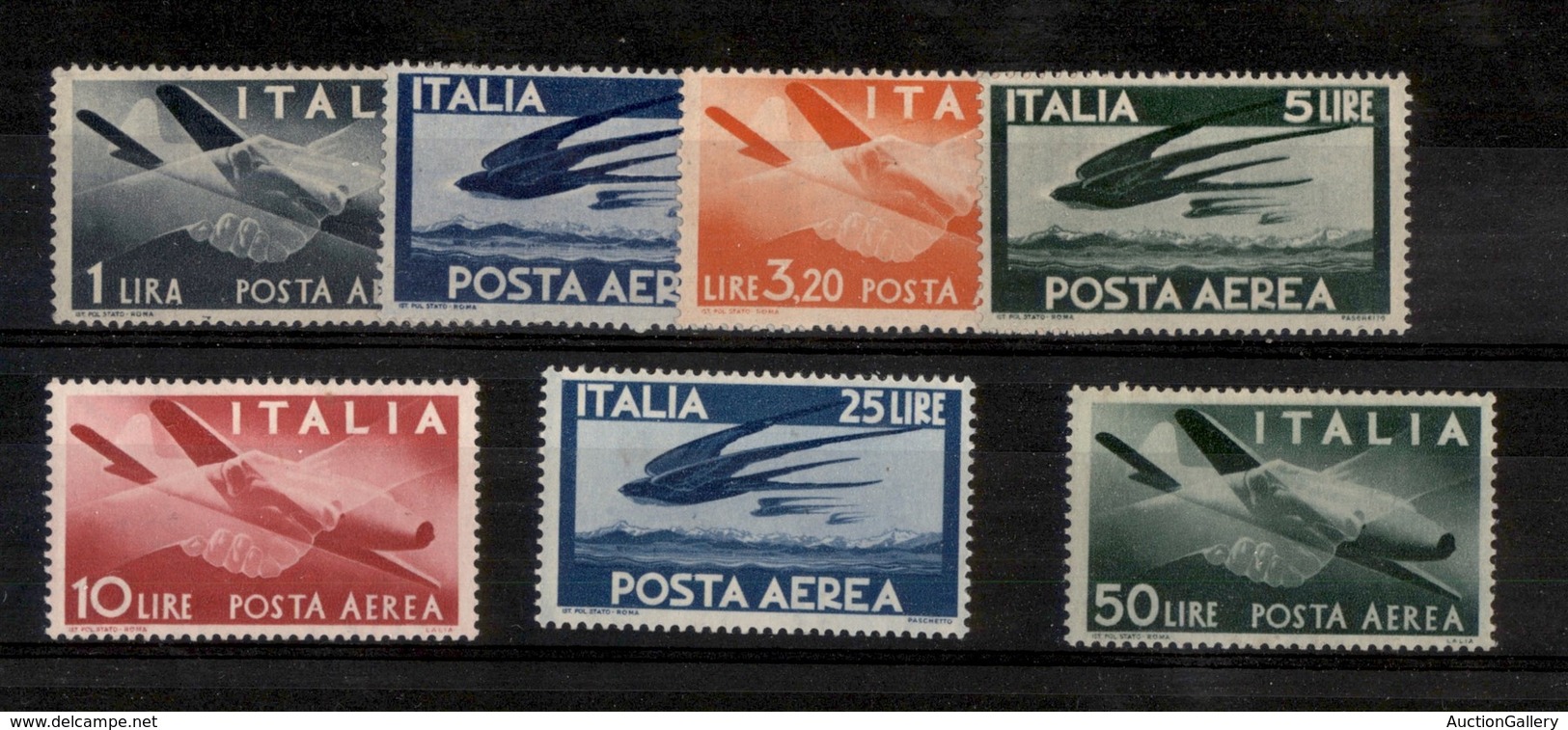 REPUBBLICA   - POSTA ORDINRIA - 1945/1946 - Posta Aerea (126/132) - Serie Completa - Gomma Integra (50) - Other & Unclassified