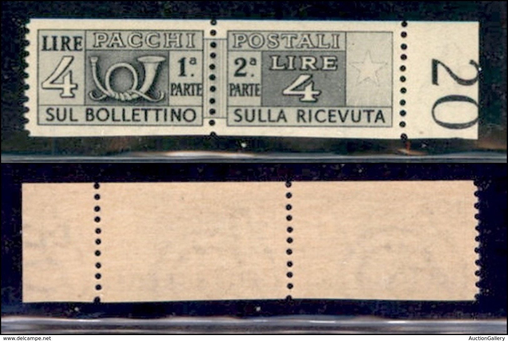 REPUBBLICA   - SERVIZI - 1946/1951 - 4 Lire Pacchi Postali (71/I E) - Non Dentellato Orizzontalmente - Bordo Di Foglio-  - Autres & Non Classés