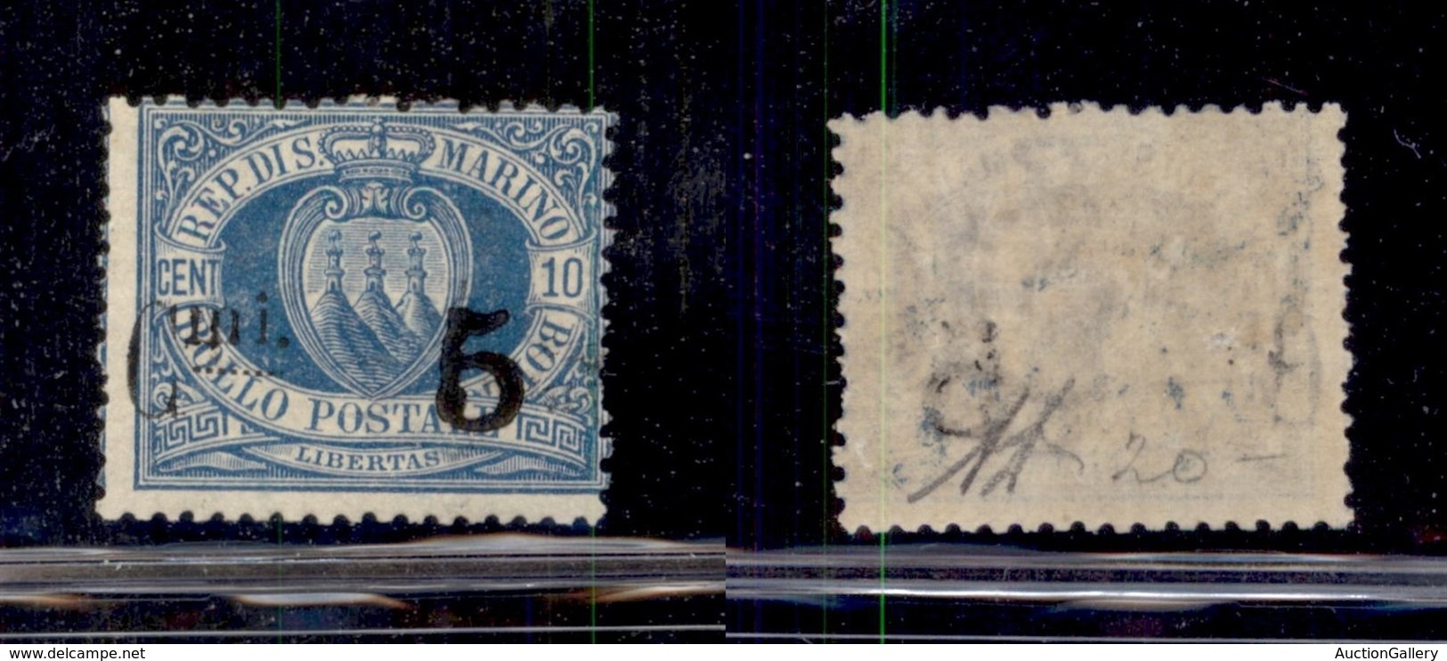 SAN MARINO - POSTA ORDINARIA - 1892 - 5 Cent Su 10 Stemma (8 Varietà X) - Linea Puntini Con Cifra Grossa - Gomma Origina - Other & Unclassified