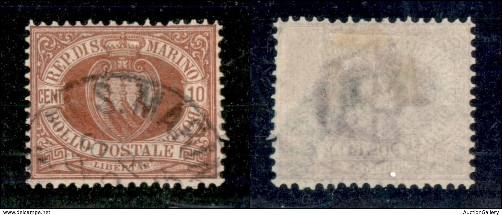 SAN MARINO - POSTA ORDINARIA - 1899 - 10 Cent Stemma (28) - Usato - Sonstige & Ohne Zuordnung