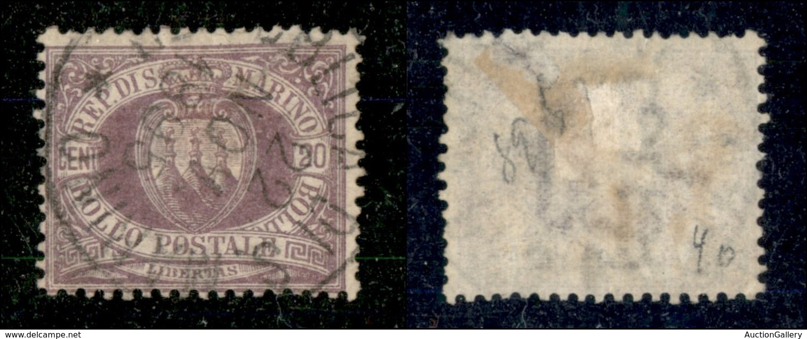 SAN MARINO - POSTA ORDINARIA - 1894 - 20 Cent Stemma (29) - Usato - Sonstige & Ohne Zuordnung