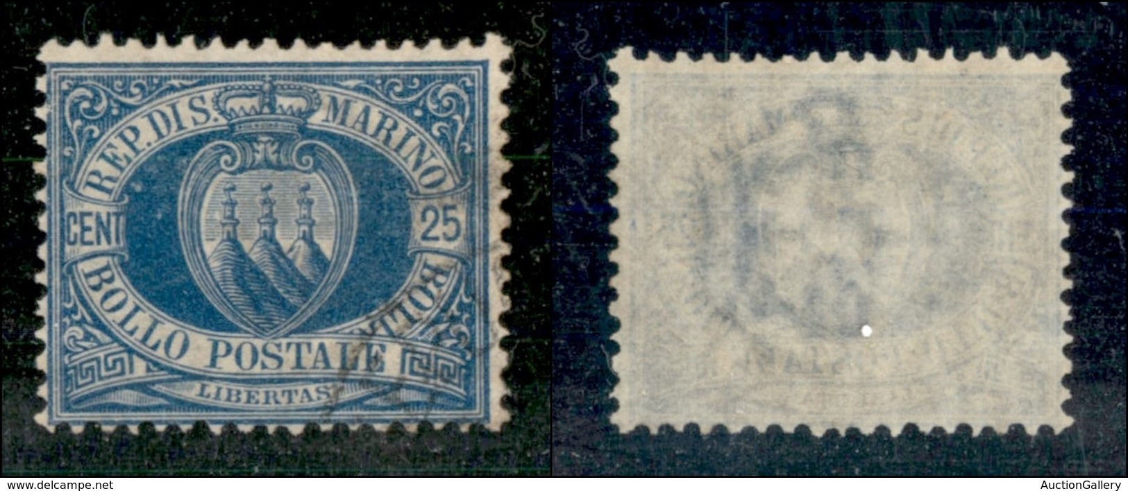 SAN MARINO - POSTA ORDINARIA - 1899 - 25 Cent Stemma (30) - Usato - Other & Unclassified