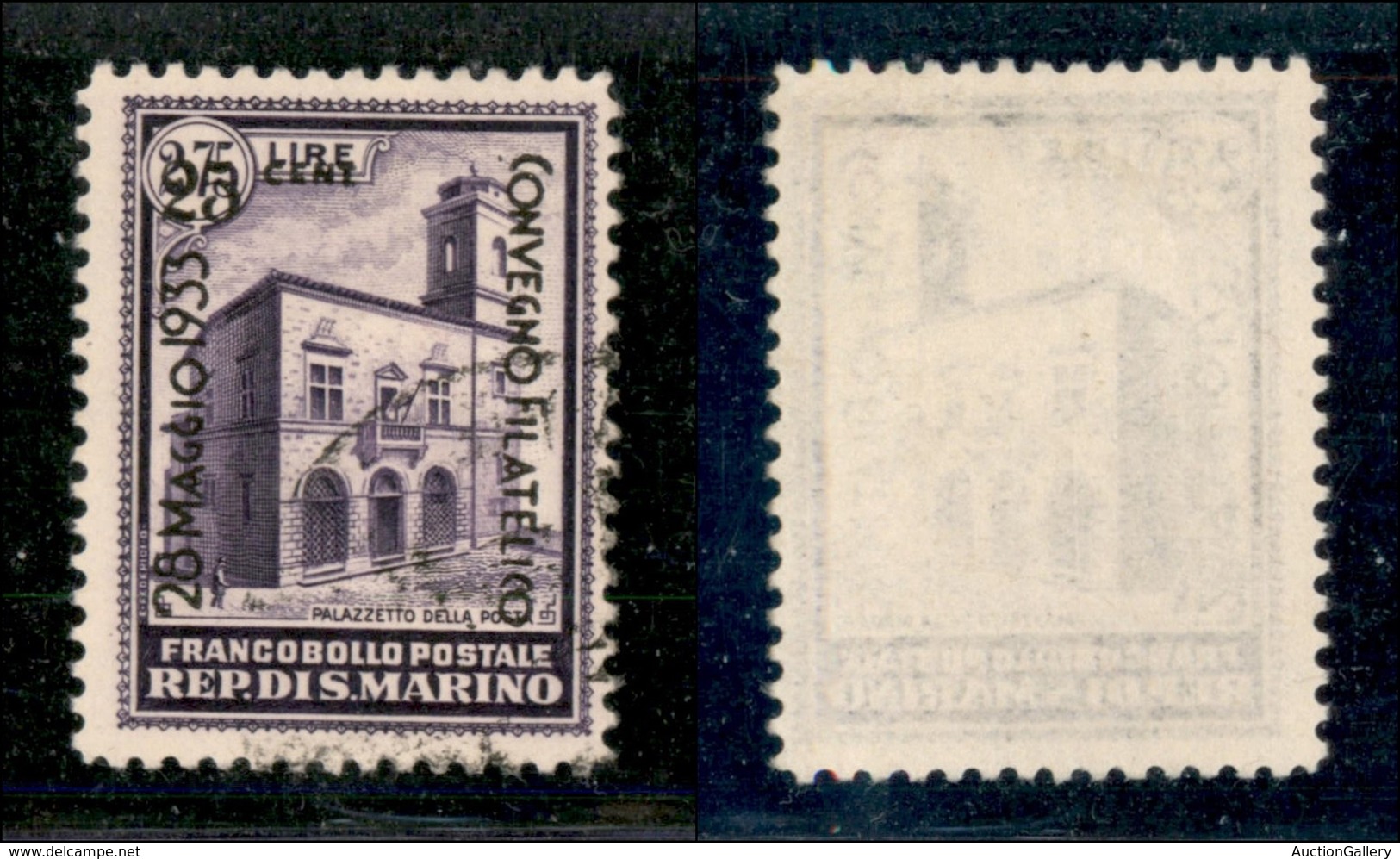 SAN MARINO - POSTA ORDINARIA - 1933 - 25 Cent Su 2,75 Lire Congresso Filatelico (176) - Usato - Other & Unclassified