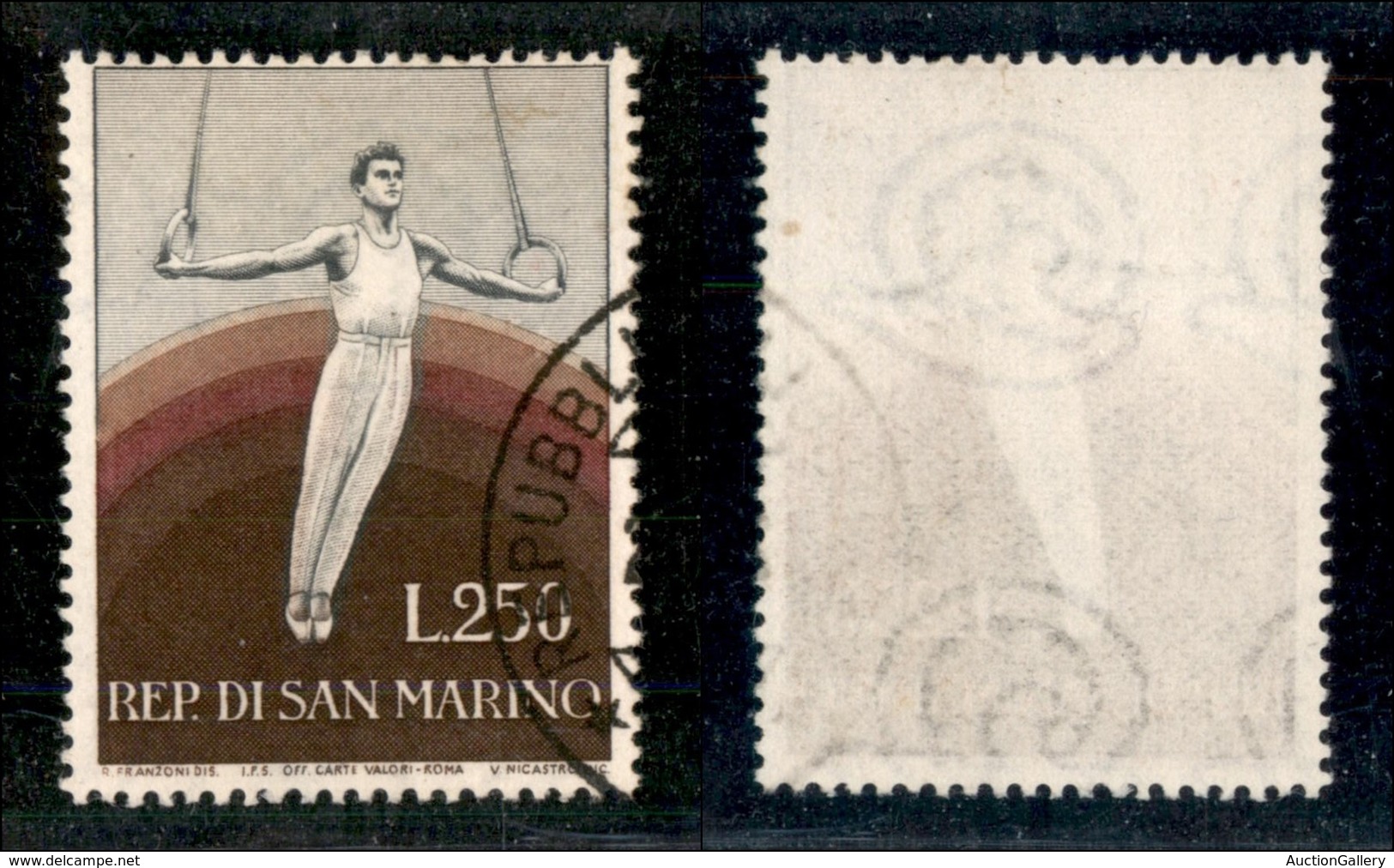 SAN MARINO - POSTA ORDINARIA - 1955 - 250 Lire Ginnasta (419) - Usato - Other & Unclassified