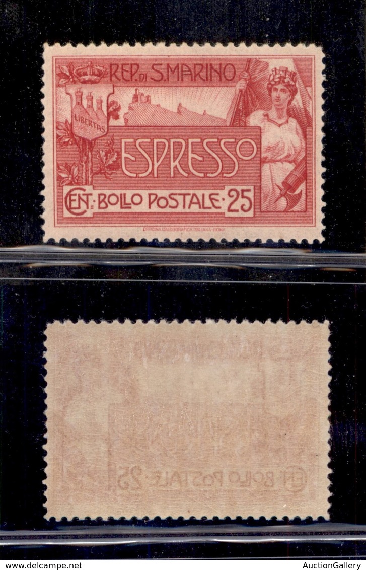 SAN MARINO - SERVIZI - 1907 - 25 Cent Espresso (1) - Gomma Originale - Ottimamente Centrato (180) - Other & Unclassified