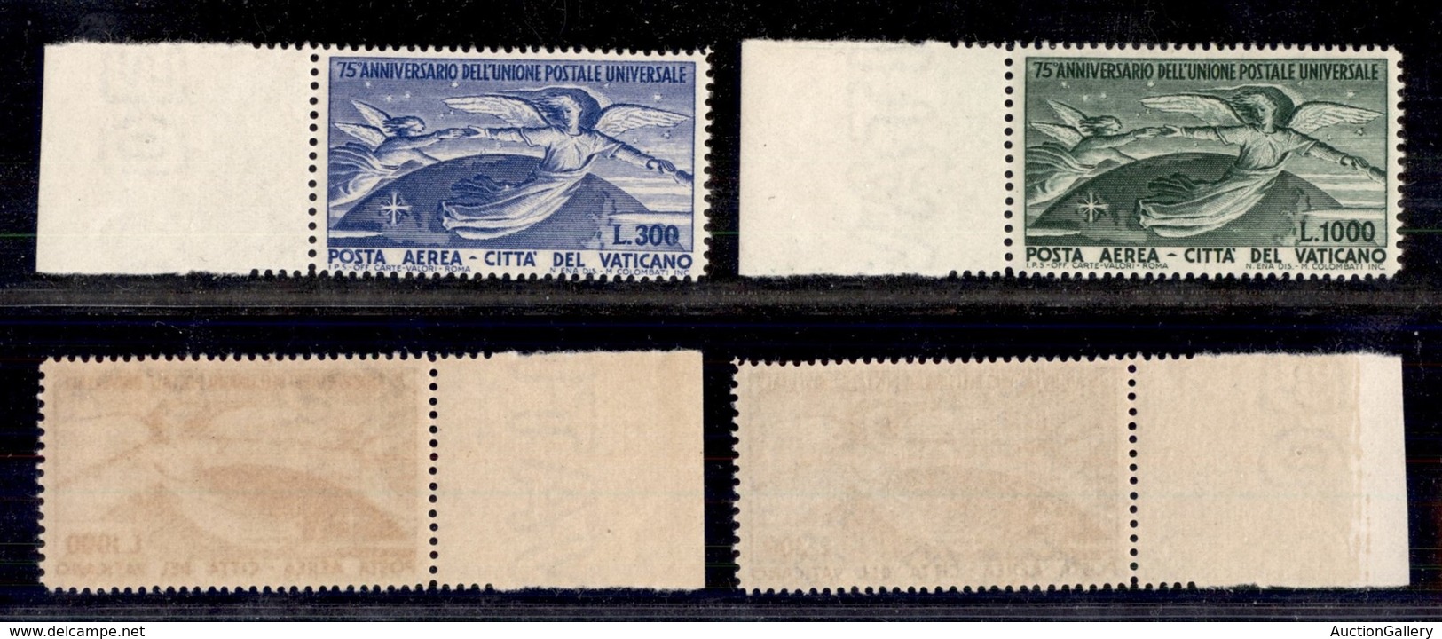 VATICANO - POSTA AEREA - 1949 - UPU Posta Aerea (18/19) - Serie Completa - Bordo Di Foglio - Gomma Integra (220) - Sonstige & Ohne Zuordnung