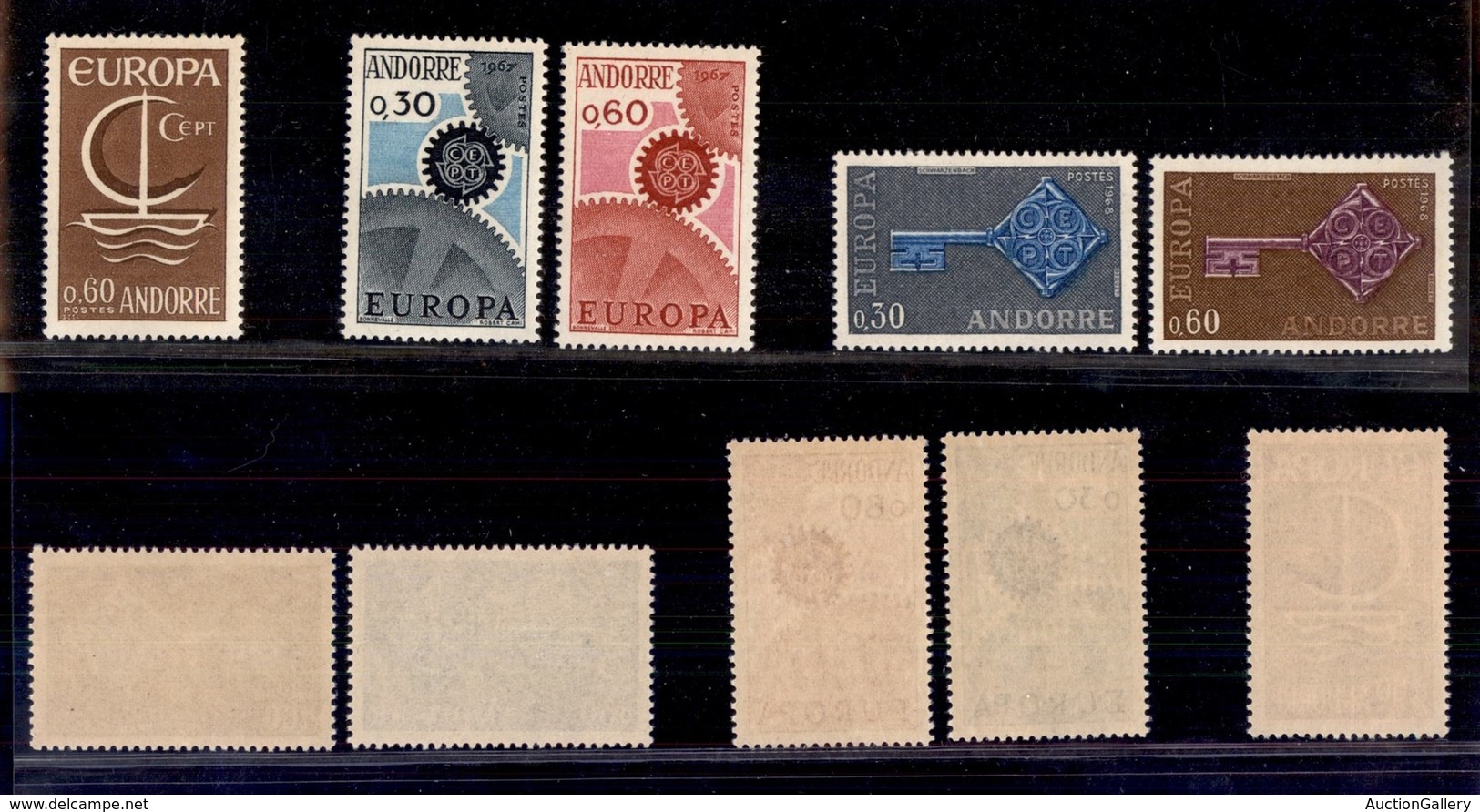 ESTERO - ANDORRA FRANCESE - 1966/1968 - Europa (198/200 + 208/209) - 5 Valori - Gomma Integra - Other & Unclassified