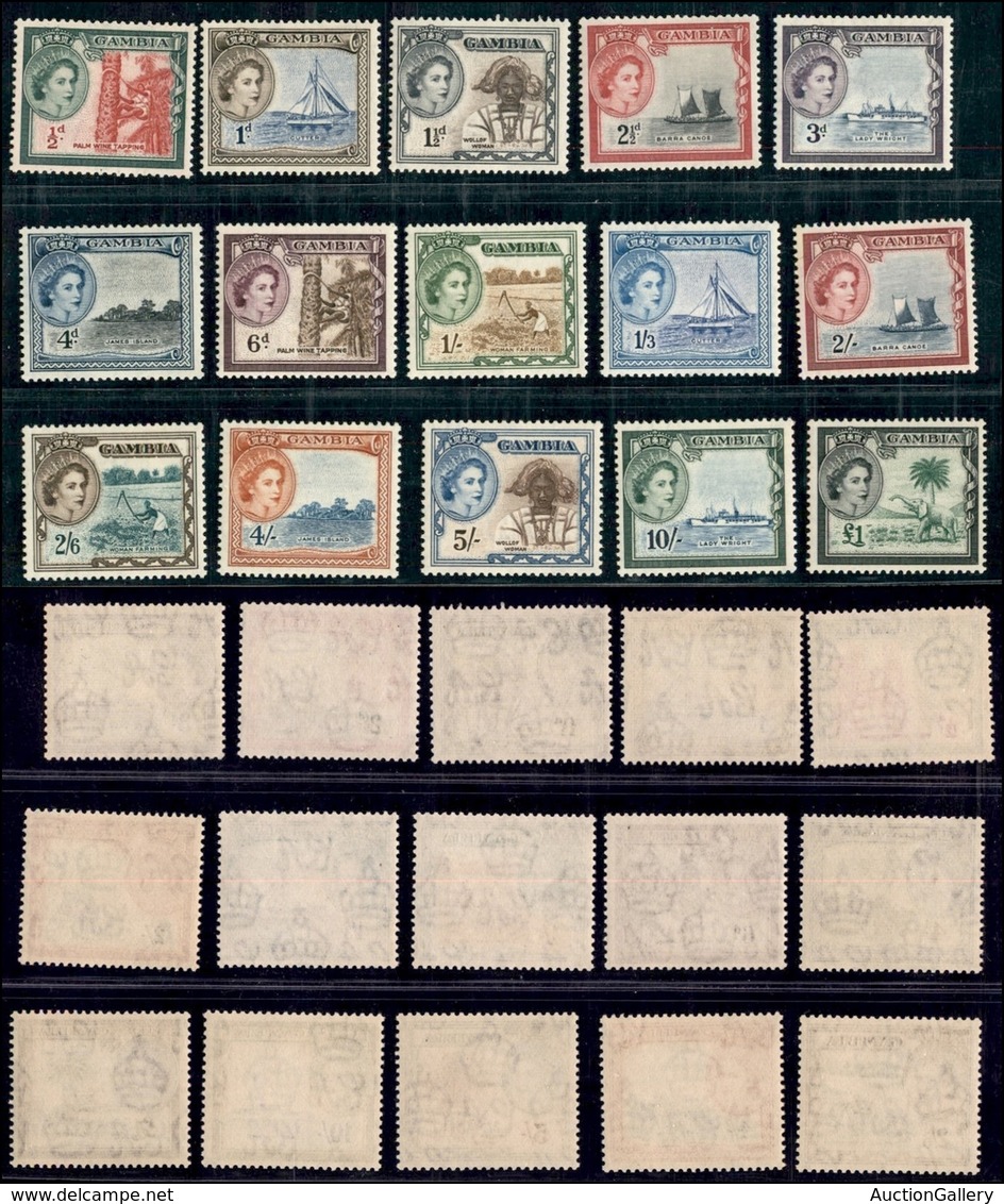 ESTERO - GAMBIA - 1953 - QE II E Vedute (148/162) - Serie Completa - Gomma Integra (95) - Sonstige & Ohne Zuordnung