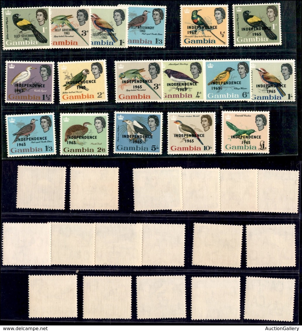 ESTERO - GAMBIA - 1963/1965 - Uccelli Soprastampati (183/186 + 188/200) - 2 Serie Complete - Gomma Integra (20+) - Autres & Non Classés