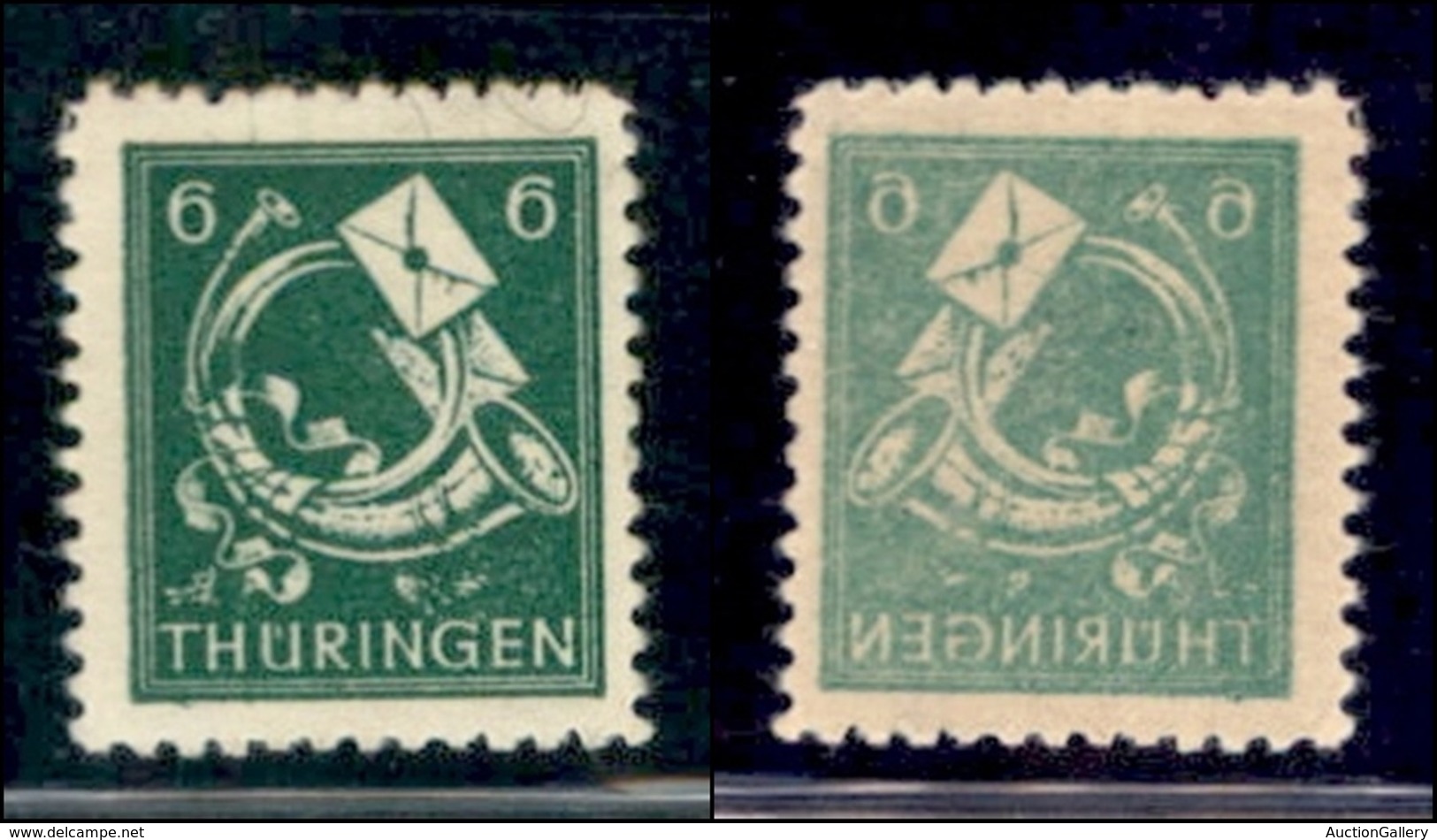 ESTERO - GERMANIA - Thuringen - 1945 - 6 Pfenning (95) - Con Decalco - Gomma Integra - Other & Unclassified