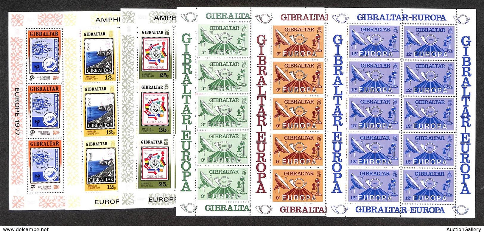 ESTERO - GIBILTERRA - 1977/1979 - Europa (364/366 + 392/394) - 2 Serie Complete In Minifogli - Gomma Integra - Other & Unclassified