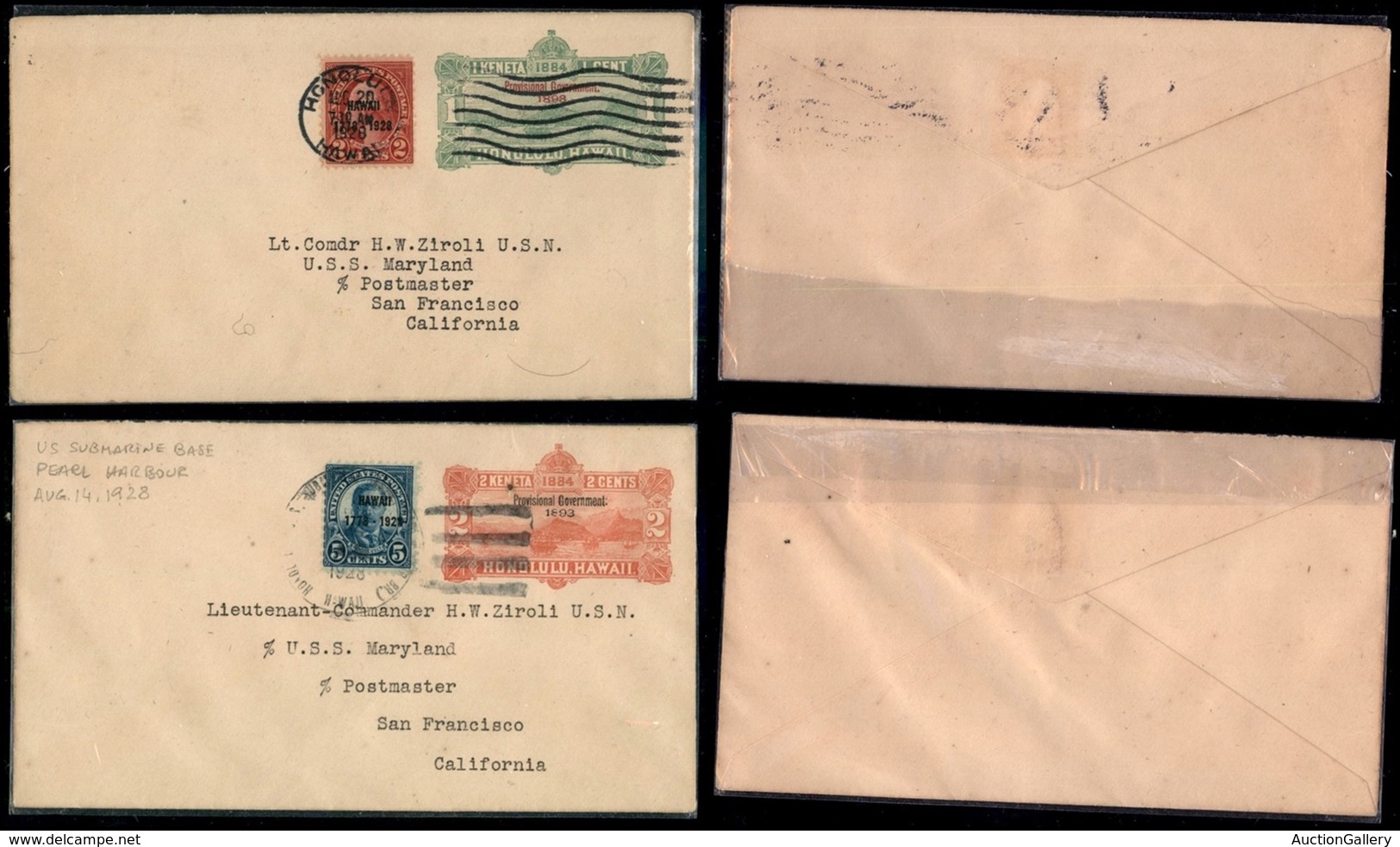 ESTERO - HAWAII - Provisional Government 1893 - 2 Interi Postali (Scott U10/U11) - Per La California - Other & Unclassified