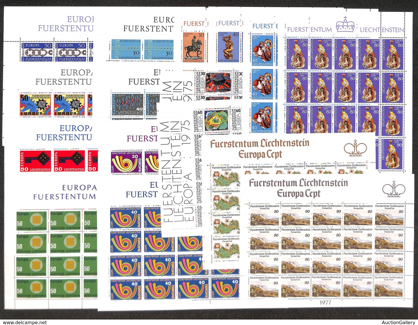 ESTERO - LIECHTENSTEIN - 1965/1977 - Europa - Insieme Di 16 Minifogli Da 20 Valori Del Periodo - Gomma Integra - Other & Unclassified