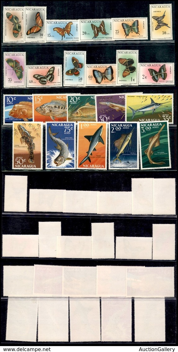 ESTERO - NICARAGUA - 1967/1969 - Farfalle E Pesci (1434/1445 + 1501/1510) - 2 Serie Complete - Gomma Integra (30+) - Other & Unclassified