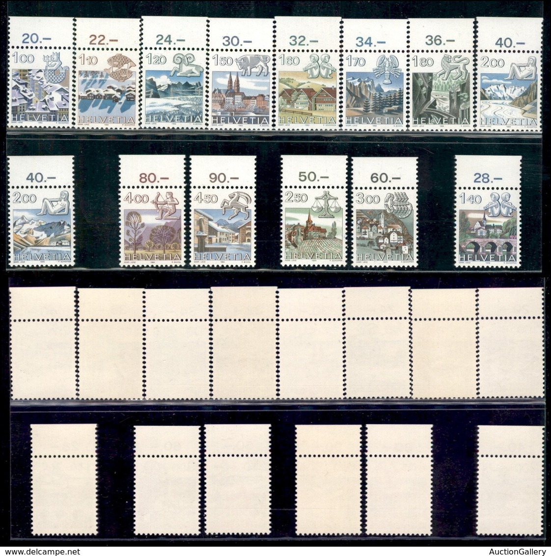 ESTERO - SVIZZERA - 1982/1986 - Segni Zodiacali E Paesaggi (227/31 + 242/44 + 1264/66 + 1288/89 + 1314) - Serie Complete - 1843-1852 Kantonalmarken Und Bundesmarken