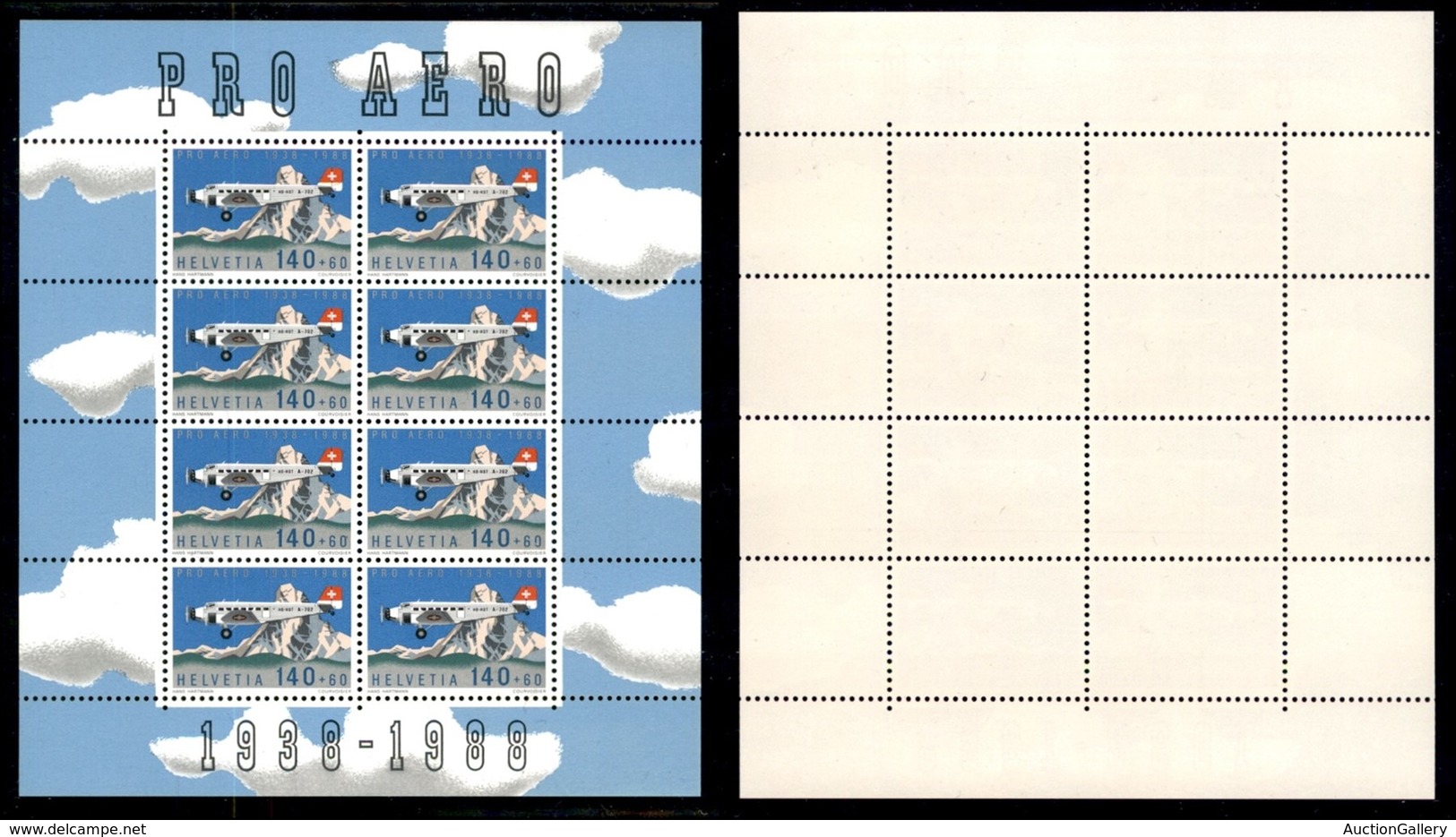 ESTERO - SVIZZERA - 1988 - Minifoglio Pro Aereo (1369) - Gomma Integra (32) - 1843-1852 Timbres Cantonaux Et  Fédéraux