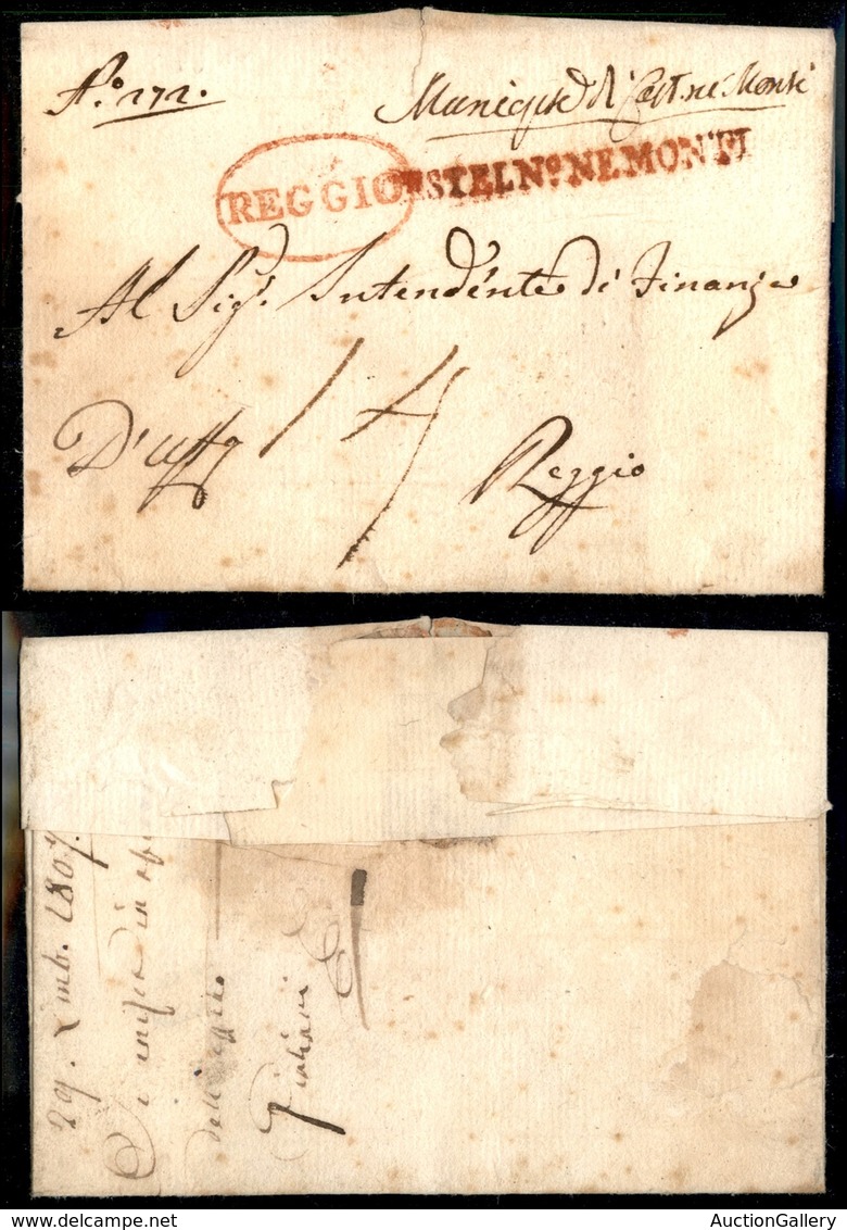 VARIE  - VARIE  - 1807 (29.12) - Castel N° Ne Monti (in Rosso) + Reggio In Arrivo - Tassata - Prephilately