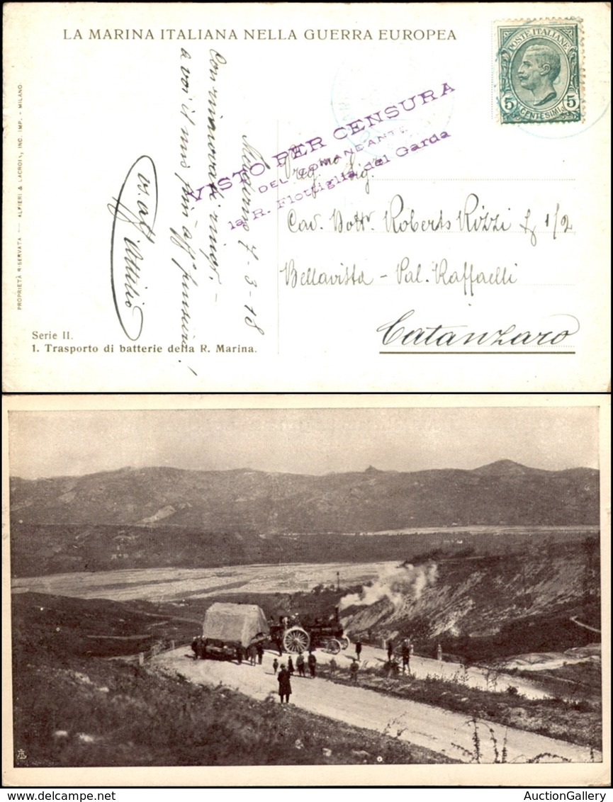VARIE  - VARIE  - Comando Regie Flottiglie Del Garda (in Verde) - Su 5 Cent (81) - Cartolina Per Catanzaro Del 8.3.18 - Prephilately