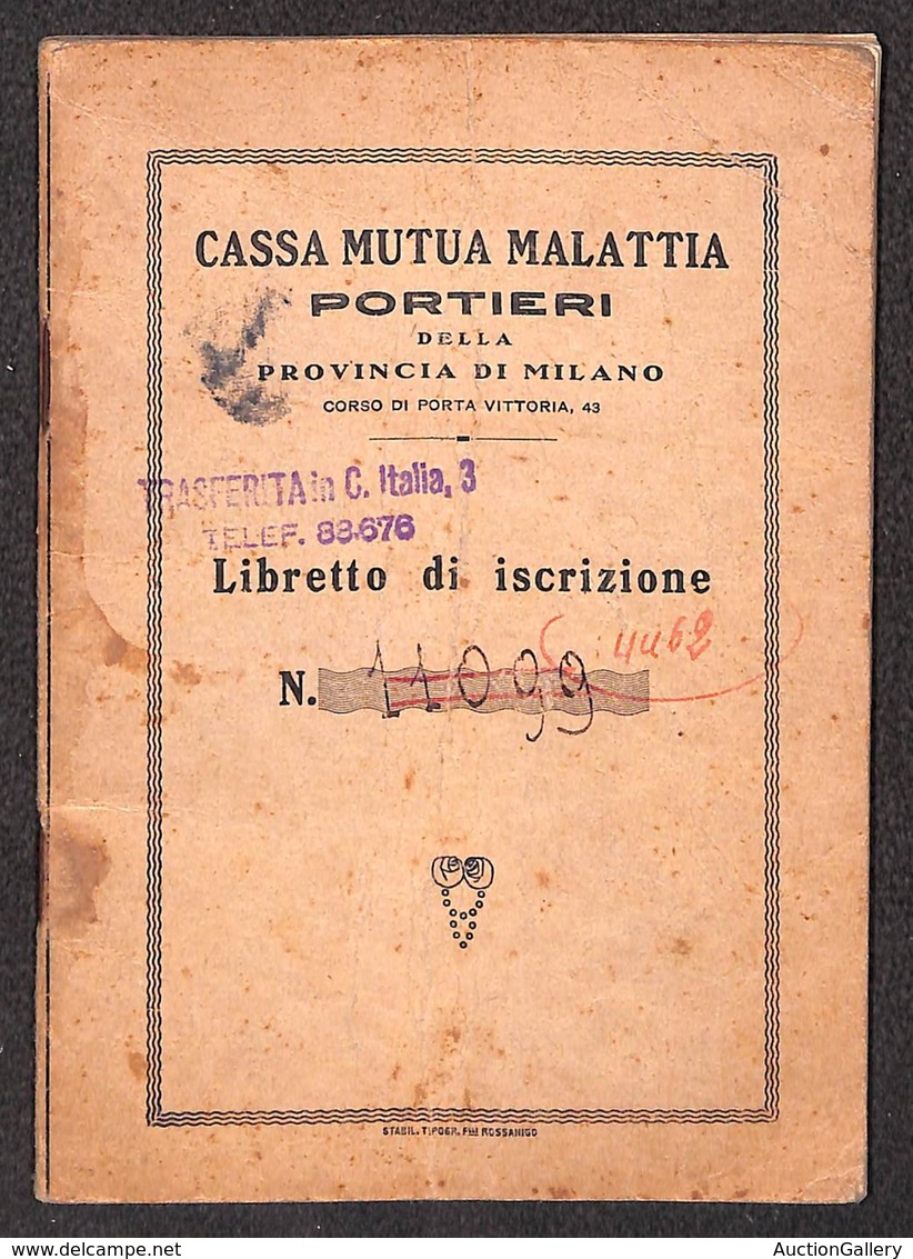 VARIE  - VARIE  - 1933 - Libretto Della Cassa Mutua Malattia Portieri" - Préphilatélie