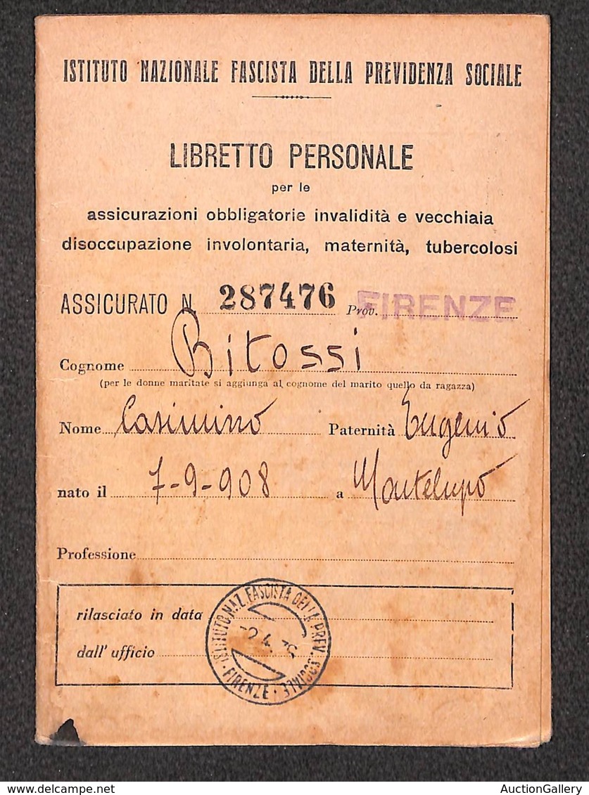 VARIE  - VARIE  - 1936 - Libretto Di Previdenza Sociale - Préphilatélie