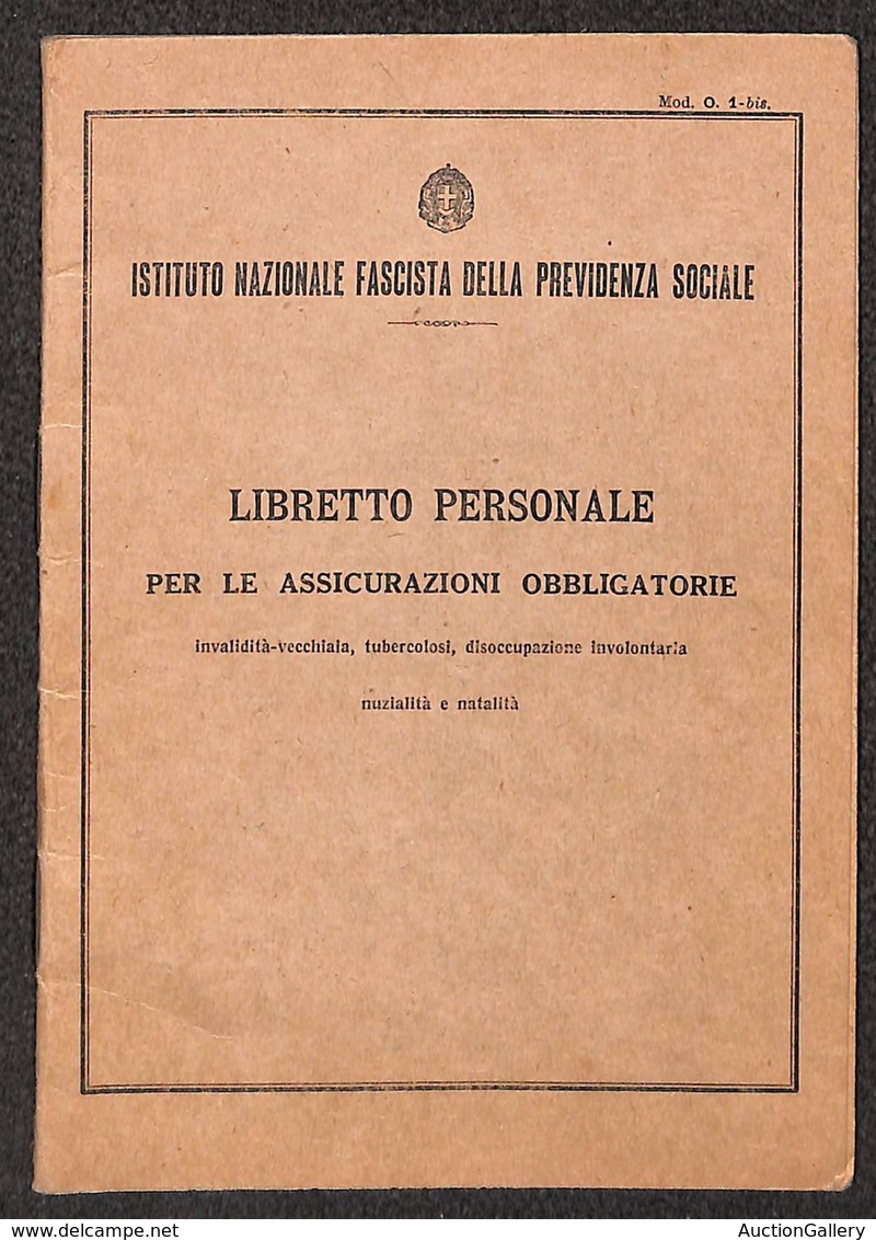 VARIE  - VARIE  - 1944 - Libretto Personale Per Le Assicurazioni Obbligatorie - Préphilatélie
