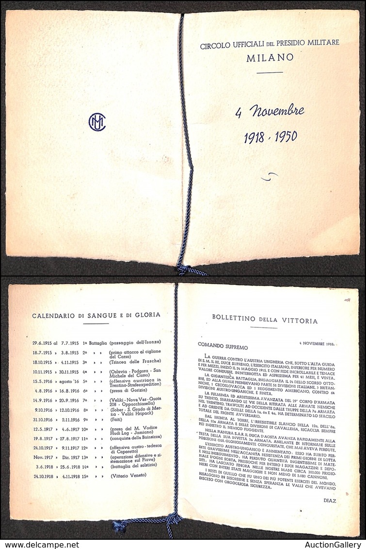 VARIE  - VARIE  - 1950 - Opuscolo Del Circolo Ufficiali Del Presidio Militare Di Milano - Prephilately