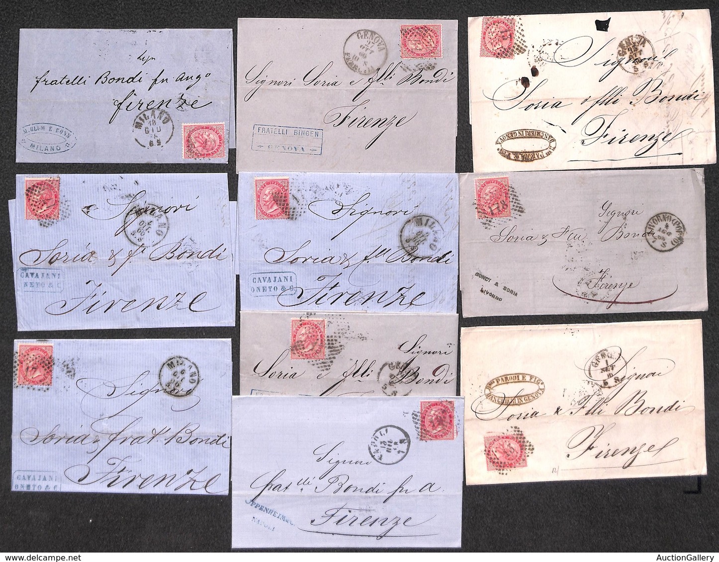 VARIE  - LOTTI - 1866 - 10 Lettere Per Firenze Col 40 Cent (L20) - Annullato Con Numerale A Punti - Sonstige & Ohne Zuordnung